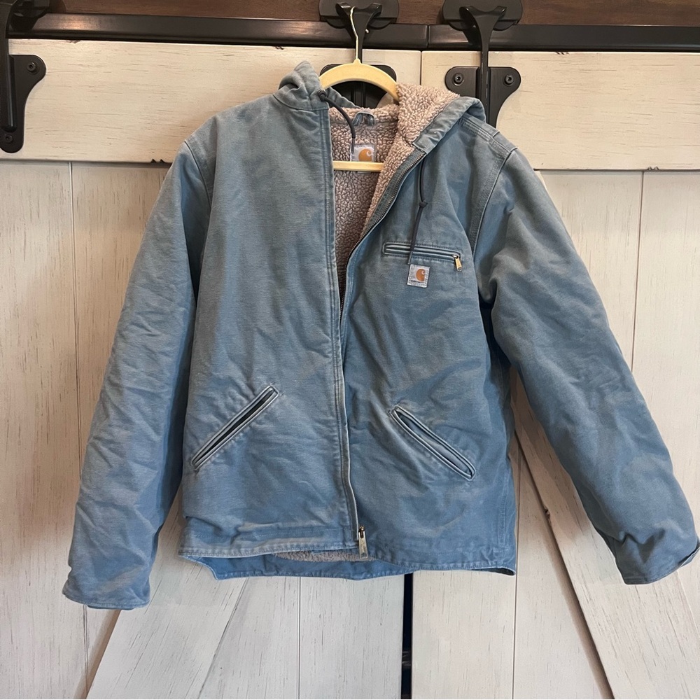 Carhartt Hooded Jacket Blue Size Large 12/14